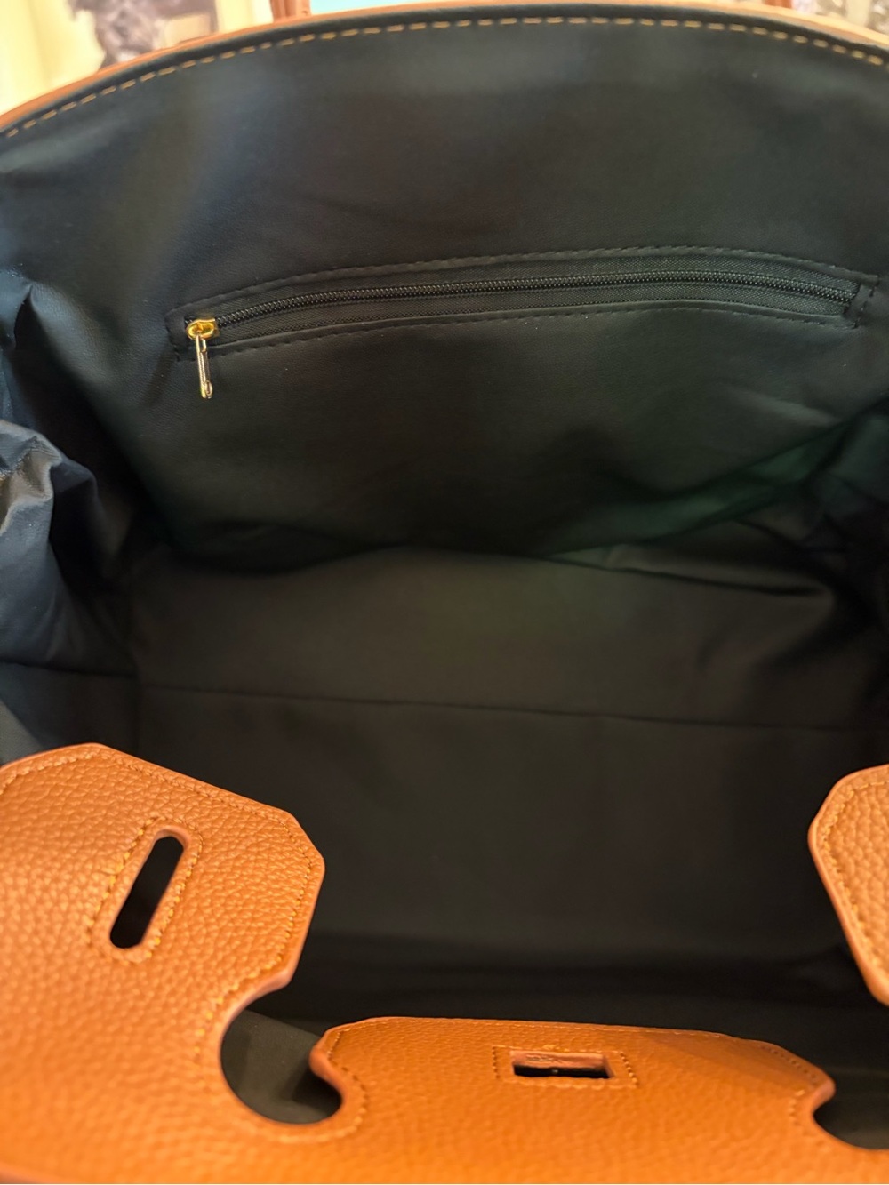 Structured vegan leather and canvas cargo top Handle Satchel - Picture 9 of 11